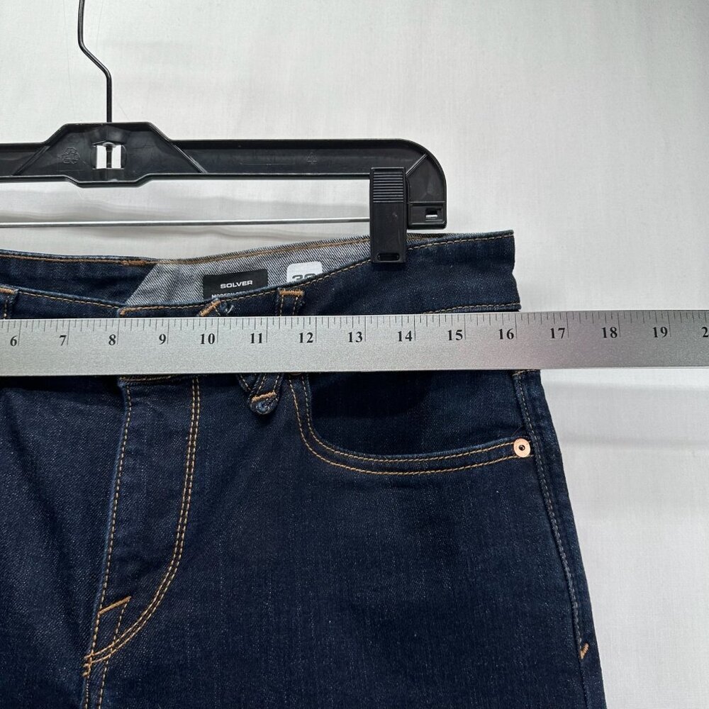 Volcom Solver Jeans Mens 30 Modern Fit Straight Leg Stretch Denim Dark Blue Wash - Picture 7 of 13